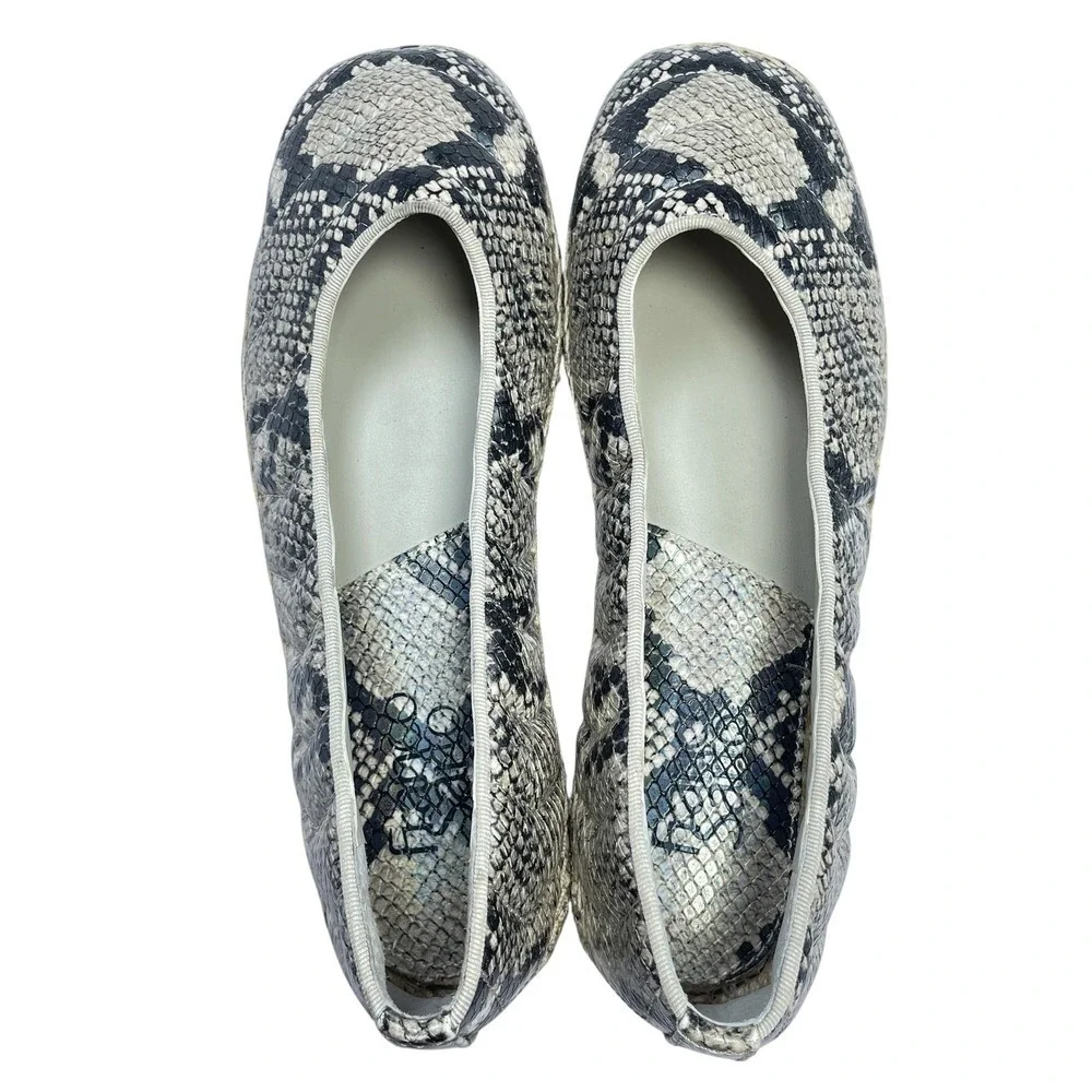 Franco Sarto Womens Kiya Espadrille Snakeskin Platform‎ Slip Ons Square Toe 7.5